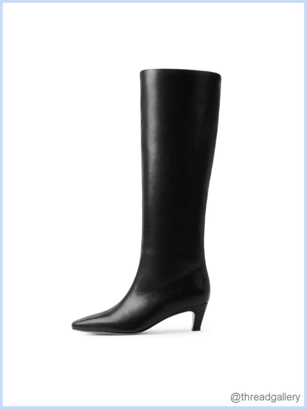 Kitten Heel Knee High Boots Square Toe Tall Faux Leather Women